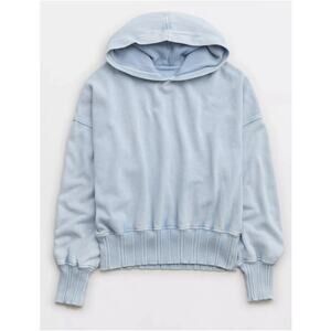 Aerie Light Blue Oversized Hoodie Ribbed Cuffs Cozy Pullover Sweatshirt XL